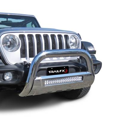 TrailFX - TrailFX B1613S Polished Stainless Bull Bar 3.5" w/Skid Plate No Light Bar