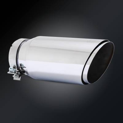 Vance & Hines - Vance & Hines 26914 5" x 6.5" x 16" Polished Twin Slash Universal Exhaust Tip