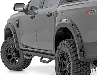 Rough Country Suspension Systems - Rough Country Pocket Fender Flares Black 2024 Ford Ranger F-F12401