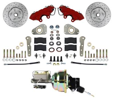 Leed Brakes - Leed Brakes RFC0025-P307X Power Front Kit w/Drilled Rotors & Red Calipers