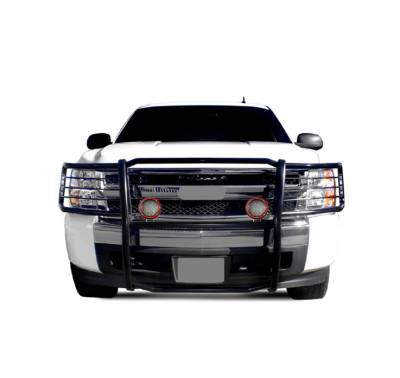 Black Horse Off Road - Black Horse 17A035700A2MA-PLFR Black Grille Guard w/LED for 07-13 Silverado 1500
