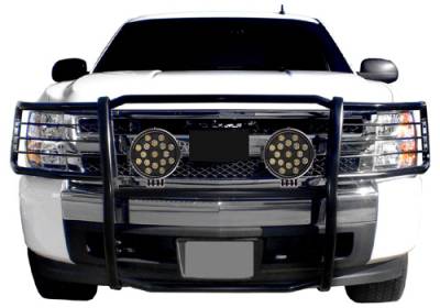 Black Horse Off Road - Black Horse 17A035700A2MA-PLB Black Grille Guard w/LED for 07-13 Silverado 1500