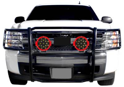 Black Horse Off Road - Black Horse 17A035700A2MA-PLR Black Grille Guard w/LED for 07-13 Silverado 1500