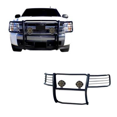 Black Horse Off Road - Black Horse 17A037400MA-PLB Black Grille Guard w/LED Avalanche/Suburban/Tahoe