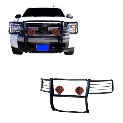 Black Horse Off Road - Black Horse 17A037400MA-PLR Black Grille Guard w/LED Avalanche/Suburban/Tahoe