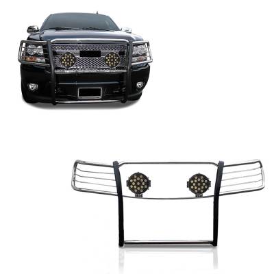 Black Horse Off Road - Black Horse 17A037400MSS-PLB Black Grille Guard w/LED Avalanche/Suburban/Tahoe