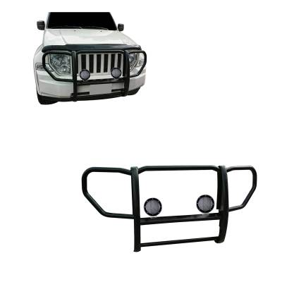 Black Horse Off Road - Black Horse 17A086400A-PLFB Black Grille Guard w/LED for 08-12 Jeep Liberty