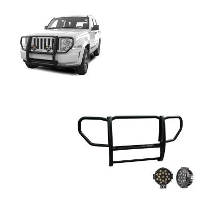 Black Horse Off Road - Black Horse 17A086400A-PLB Black Grille Guard w/LED for 08-12 Jeep Liberty
