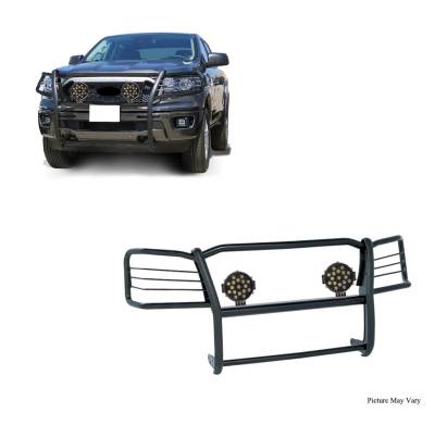 Black Horse Off Road - Black Horse 17FP10MA-PLB Black Grille Guard w/LED for 19-23 Ford Ranger