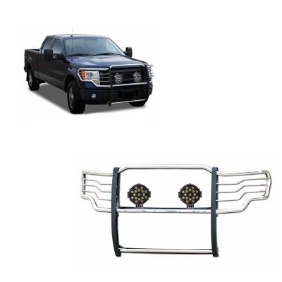 Black Horse Off Road - Black Horse 17FP32MSS-PLB SS Grille Guard w/LED for 15-25 Ford F150