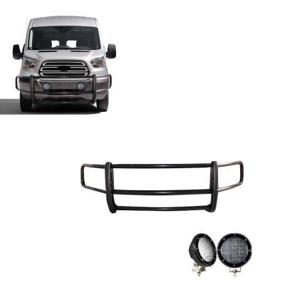 Black Horse Off Road - Black Horse 17FT20MA-PLFB Black Grille Guard w/LED for 20-25 Ford Transit