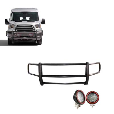 Black Horse Off Road - Black Horse 17FT20MA-PLFR Black Grille Guard w/LED for 20-25 Ford Transit