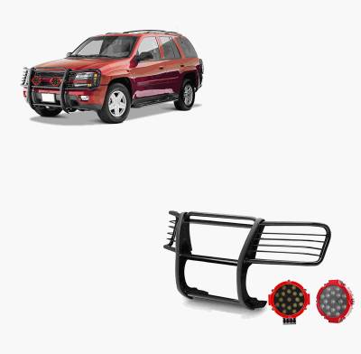 Black Horse Off Road - Black Horse 17GK26MA-PLR Black Grille Guard w/LED for Trailblazer EXT