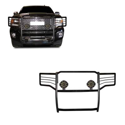 Black Horse Off Road - Black Horse 17GS14MA-PLB Black Grille Guard w/LED for Sierra 2500/3500 HD