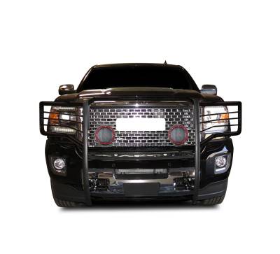 Black Horse Off Road - Black Horse 17GS14MA-PLFR Black Grille Guard w/LED for Sierra 2500/3500 HD