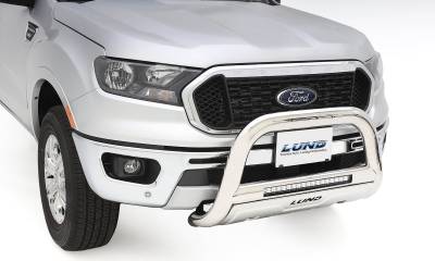 Lund - Lund 47021212 Bull Bar w/Led Light Bar-Stainless Steel