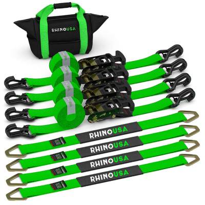 Rhino USA - Rhino USA 2IN-HDKIT-GRN Heavy Duty Vehicle Tie-Down Kit Green