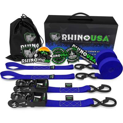 Rhino USA - Rhino USA HDKIT-2PK-BLU 1.6"x8' Heavy Duty Ratchet Tie-Downs 2pc Blue