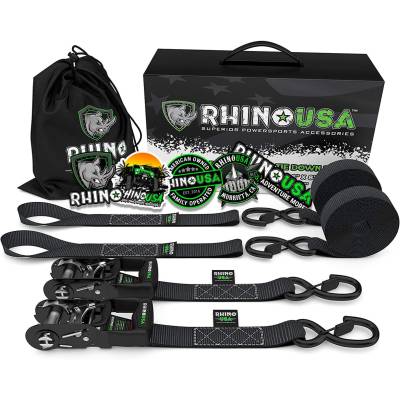 Rhino USA - Rhino USA GRLA-TDWN-SET 1.6"x8' Heavy Duty Ratchet Tie-Downs 2pc Black