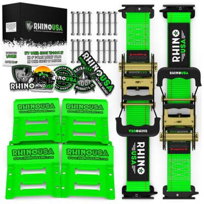 Rhino USA - Rhino USA RNO-CHOCK-SET Utv Wheel Chock Tie-Down Kit 2-Wheel Kit Green
