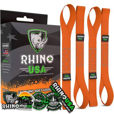 Rhino USA - Rhino USA SOFT4PACK-ORG Soft Loops Motorcycle Tie-Down Set 4pc Orange