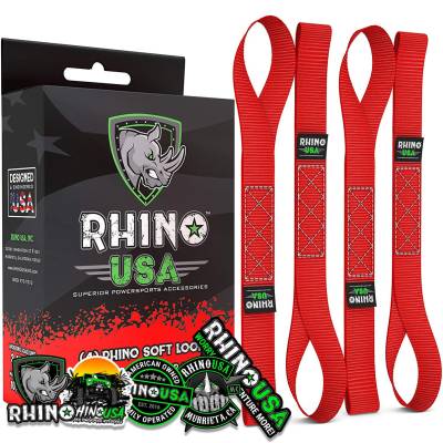 Rhino USA - Rhino USA SOFT4PACK Red Soft Loops Motorcycle Tie-Down Set 4pc Red