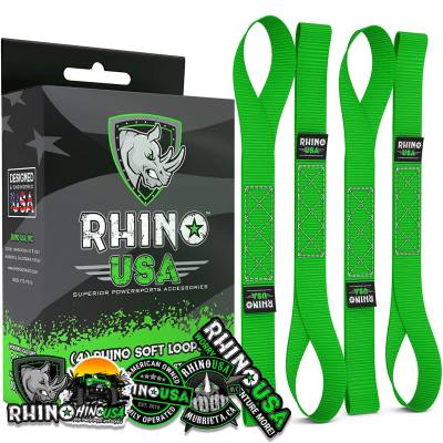 Rhino USA - Rhino USA SOFT4PACK-GRN Soft Loops Motorcycle Tie-Down Set 4pc Green