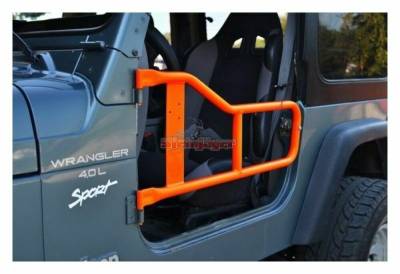 Steinjager - Steinjager Front Tubular Trail Doors-Orange for Wrangler TJ J0040992