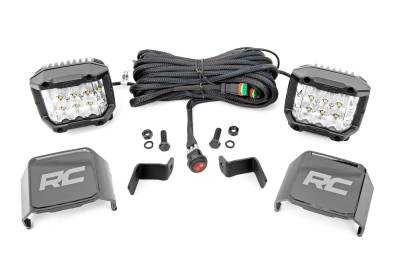 Rough Country Suspension Systems - Rough Country 71033 A-Pillar 2" LED Ditch Light Kit-Flood for 15-24 Ford F150