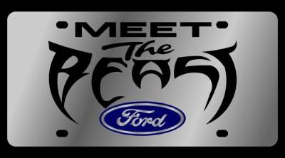 Eurosport Daytona - Eurosport Daytona 1576-1 Stainless License Plate Ford Meet The Beast Logo