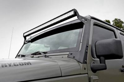 Rough Country Suspension Systems - Rough Country Upper Windshield 50" Light Bar Mounts Black for Jeep JK 70504