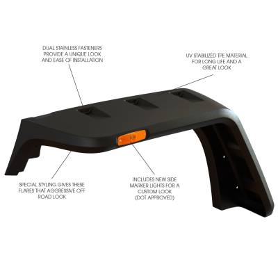 Rugged Ridge - Rugged Ridge 11640.10 Hurricane Flat Fender Flare Kit 07-18 Jeep Wrangler JK