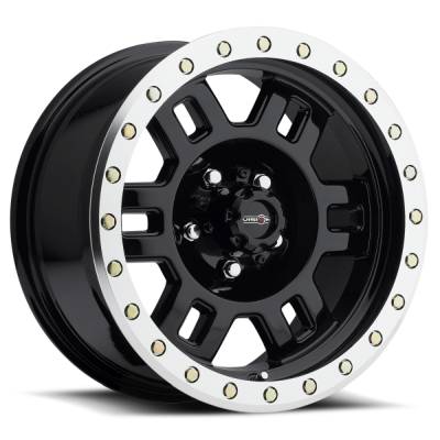Vision Wheel - Vision Wheels 398 Manx 16x8 5x5.5 0mm Black Gloss w/Machined Lip 398-6885GBML0