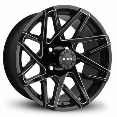 HD Wheels - HD Wheels Canyon 12x7 4x4.0 -14mm Gloss Black/Milled CY127042-14GB-M