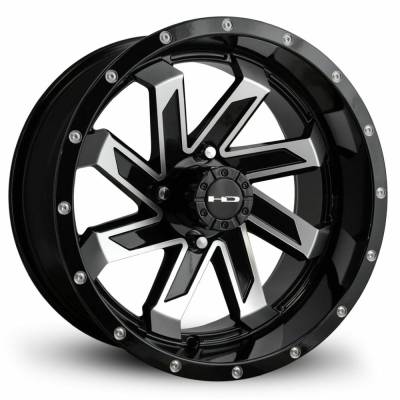 HD Wheels - HD Wheels Saw 12x7 4x4.0 -14mm Gloss Black/Machined SA127042-14BK