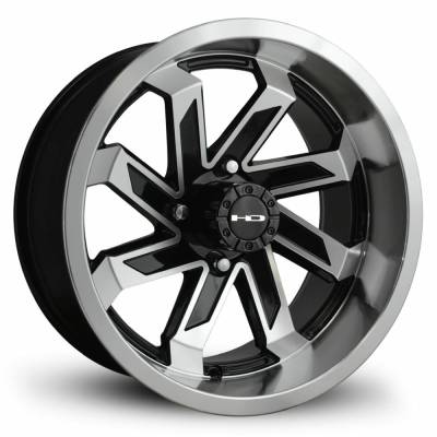 HD Wheels - HD Wheels Saw 12x7 4x4.0 -14mm Gloss Black/Machined SA127042-14FM