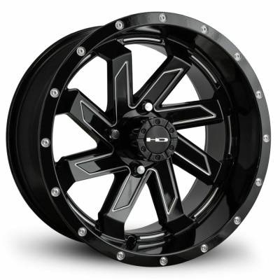 HD Wheels - HD Wheels Saw 12x7 4x4.0 -14mm Gloss Black/Milled SA127042-14GB-M