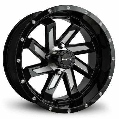 HD Wheels - HD Wheels Saw 12x7 4x4.0 -14mm Gloss Black/Milled SA127042-14ML3