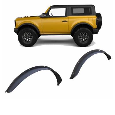 Black Horse Off Road - Black Horse FF-FBFR22 Front/Rear Fender Flares Black for 21-24 Ford Bronco