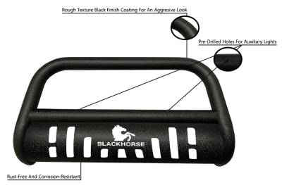 Black Horse Off Road - Black Horse CBT-B201SP Bull Bar-T Black for 97-03 Dodge Durango/Dakota