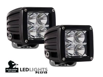 Black Horse Off Road - Black Horse PL1213 LED 4" Cube Lights Clear Universal