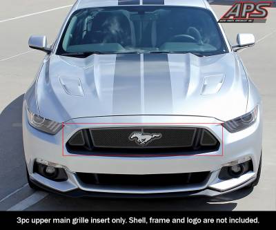 APS - APS Wire Mesh Grille Black 15-17 Ford Mustang GT GR06GFD46H
