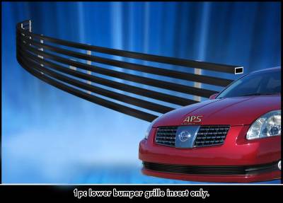 APS - APS Stainless Billet Bumper Grille Black for 05-06 Nissan Maxima GR14FED09J