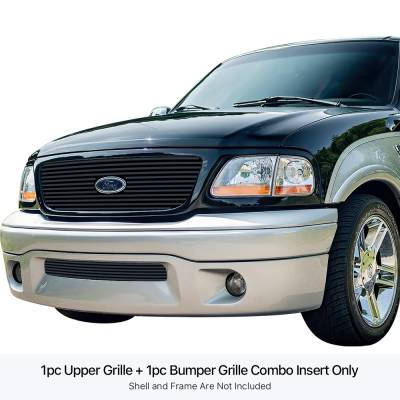 APS - APS Stainless Billet Grille Black 01-03 F150 Harley Davidson GR06FGF56J