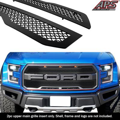 APS - APS Wire Mesh Grille Black 17-20 Ford F150 Raptor GR06GEA54K