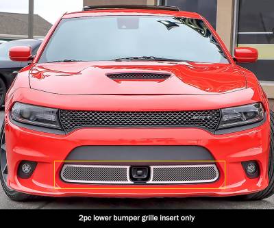 APS - APS Wire Mesh Bumper Grille-Polish for 15-19 Dodge Charger GT/RT/SRT GR04GFJ33T