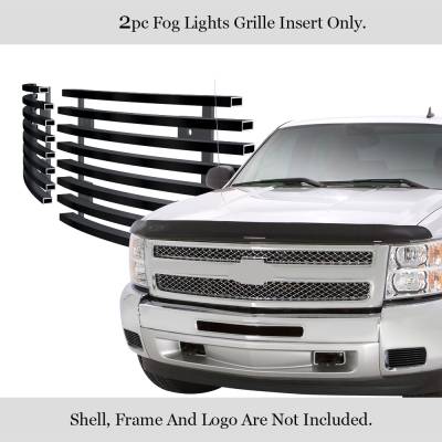 APS - APS Stainless Billet Fog Light Grilles Black Silverado 1500/HD GR03FFJ24J