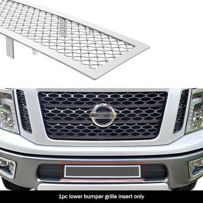 APS - APS Wire Mesh Bumper Grille-Polish for 16-19 Nissan Titan GR14GFC96T