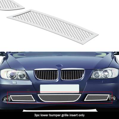 APS - APS Wire Mesh Bumper Grille-Polish for 06-07 BMW 325I/330I GR23GEE24T