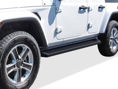 APS - APS iRunning Running Boards Black for 18-25 Wrangler JL 4dr IB10RAA1B